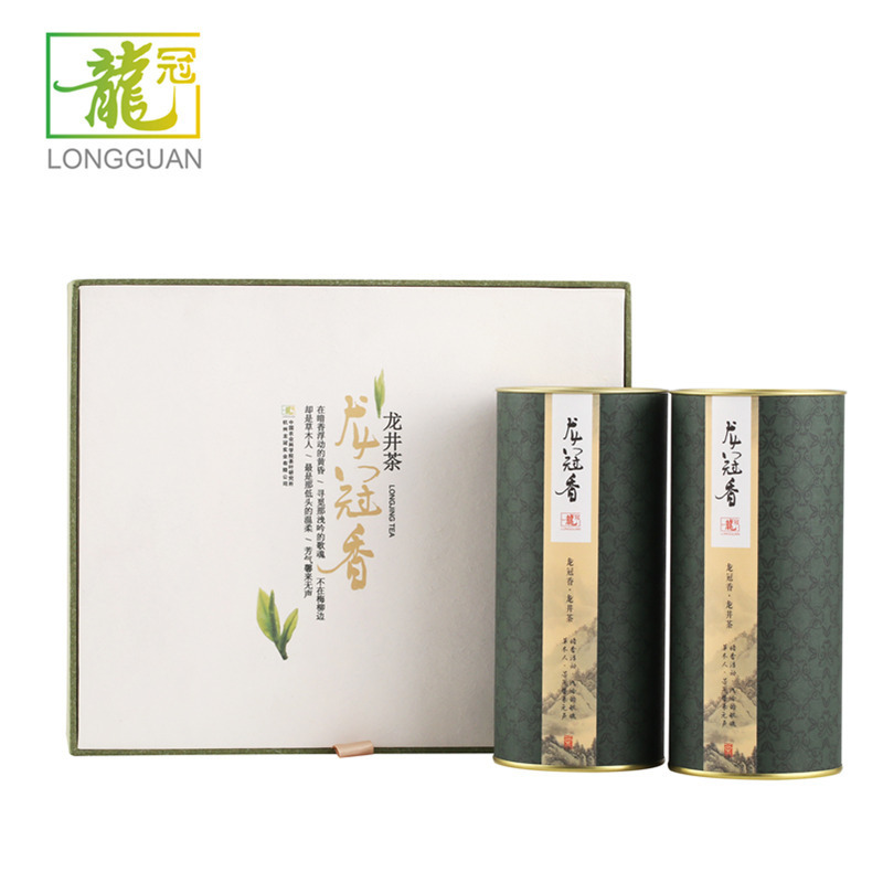 [2021新茶]G20峰会指定用茶 纯手工炒制西湖龙冠龙井茶叶绿茶龙冠香双罐组合装250g ZX
