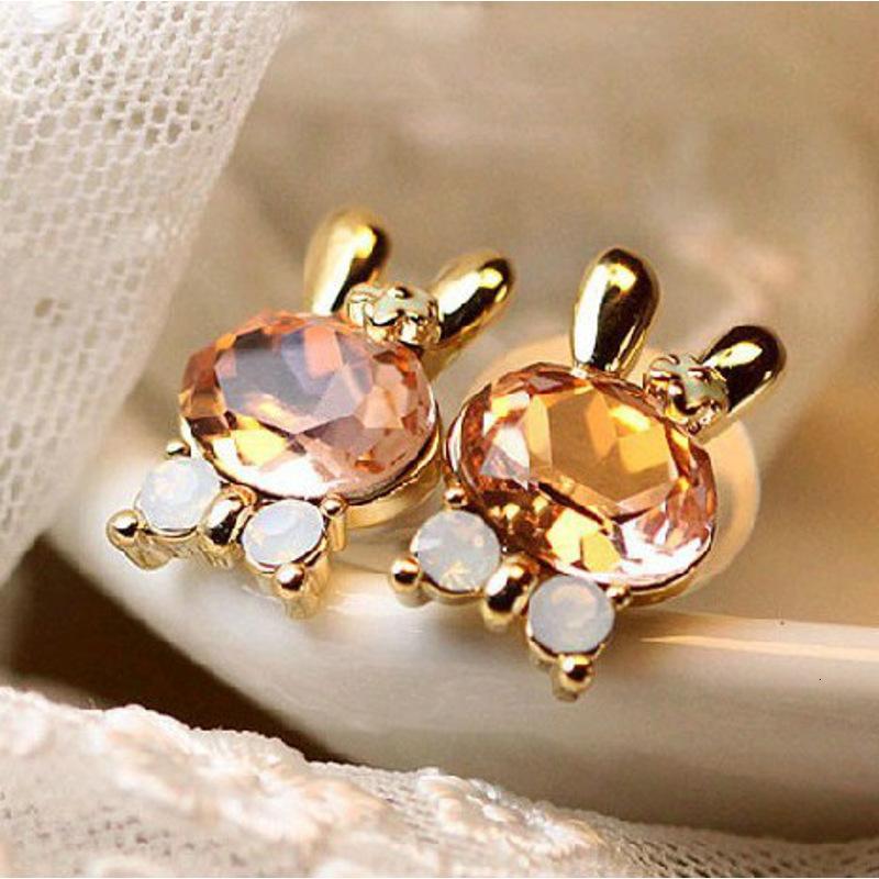 耳钉女款新款欧美可爱萌萌水晶兔子蝴蝶结耳饰r2d163送女朋友七夕情人