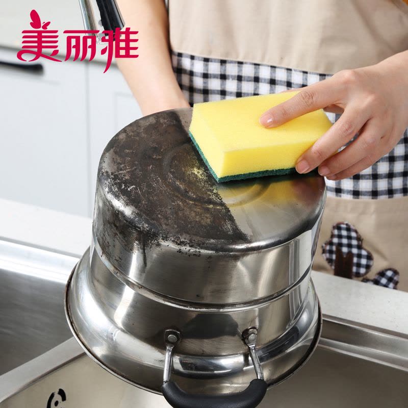 美丽雅 家用厨房清洁刷碗刷锅双面清洁炫彩百洁布8片装图片