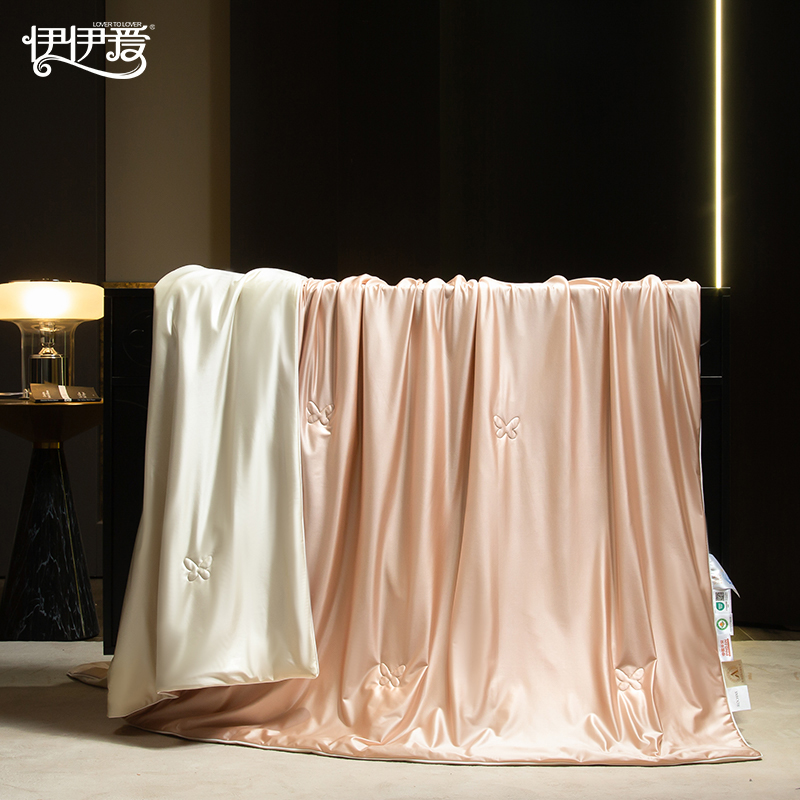 伊伊爱 水光蚕养夏被 冰莓粉+香槟黄高清大图