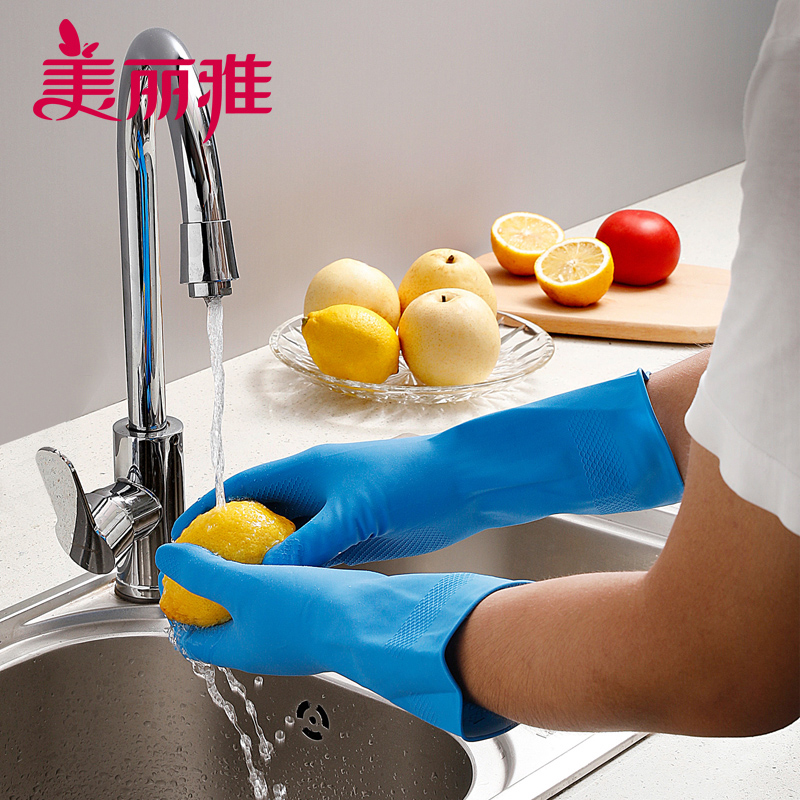 美丽雅 家务手套洗碗洗锅洗衣服防滑防水韧性厚实加厚型手套小高清大图