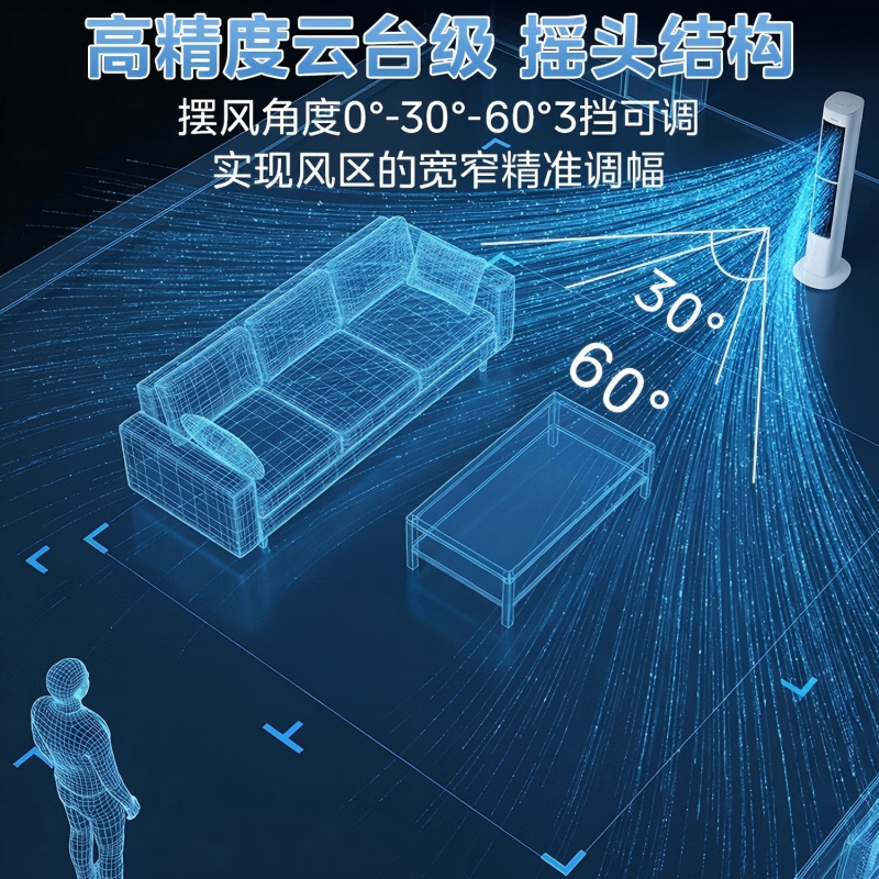 美的(Midea)[直流变频]语音定时塔扇 卧室家用电风扇 母婴立式小型无叶风扇摇头落地扇双向送风 ZDJ09SD高清大图