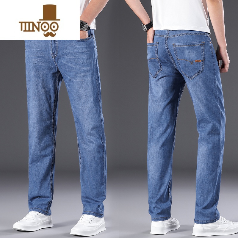 YANXU2023新款牛仔裤男长裤子男士直筒宽松潮牌休闲大码潮流薄款高清大图
