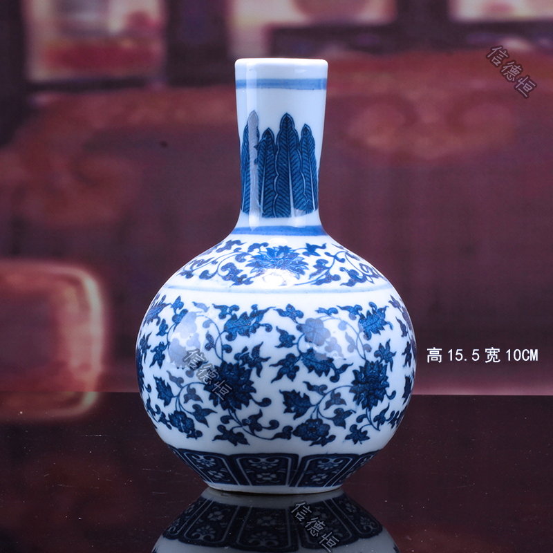 青花瓷花瓶 经典 仿古花瓶花插 陶瓷摆件 景德镇青花瓷 三维工匠 青花瓷花瓶(双耳大口)高清大图
