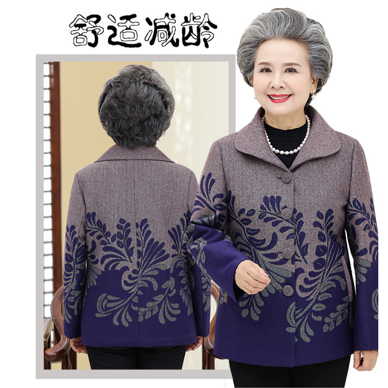 迪鲁奥(DILUAO)60-70岁中老年人女加绒外套奶奶衣服80老太太上衣妈妈装秋冬服装