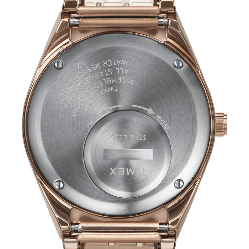 TIMEX 女士 T80 36 毫米石英手表 - 玫瑰金色扩展表带粉色表盘高清大图