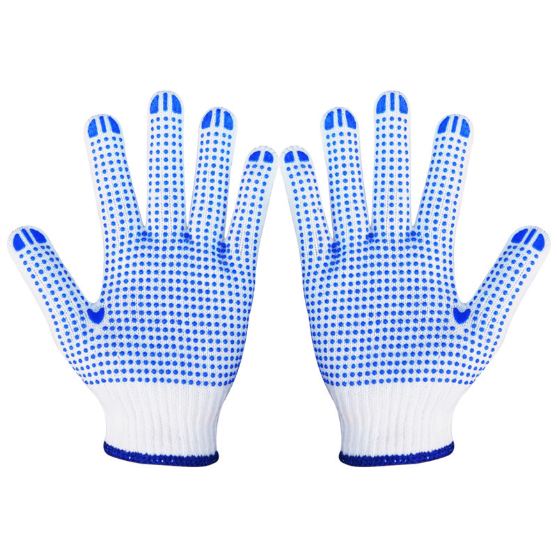 翌嘉YJ5121703点塑手套劳保手套防滑耐磨点胶手套 720g蓝点塑(12双)