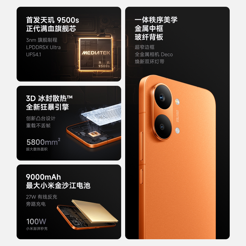 [签收赠耳机]小米REDMI Turbo 5 Max 暗影黑 12GB内存 256GB存储 天玑9500s 9000mAh大电池 1.5K阳光屏 小米红米5G手机高清大图