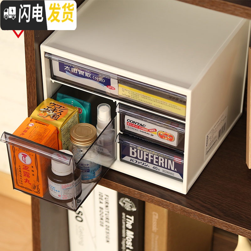 三维工匠 桌面化妆品收纳盒办公储物盒抽屉式整理盒家用塑料收纳箱高清大图
