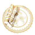羚翎 LL-D16 白底金花 直径10CM PVC杯垫