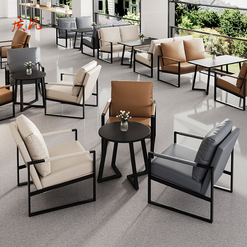 质凡咖啡厅沙发椅桌组合酒店沙发商用休闲椅 双人位[颜色备注]高清大图