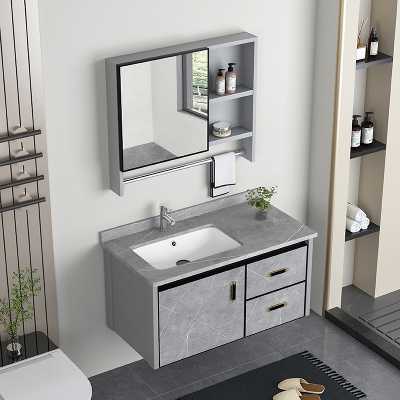 古达太空铝浴室柜组合抽屉卫浴洗漱台卫生间洗脸盆陶瓷一体洗手池