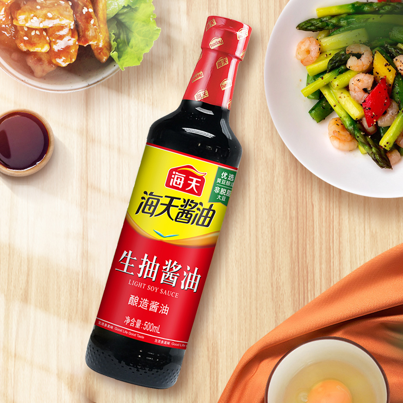 海天生抽酱油500mlPET*1瓶装家庭厨房调味上色炒菜焖炖高清大图
