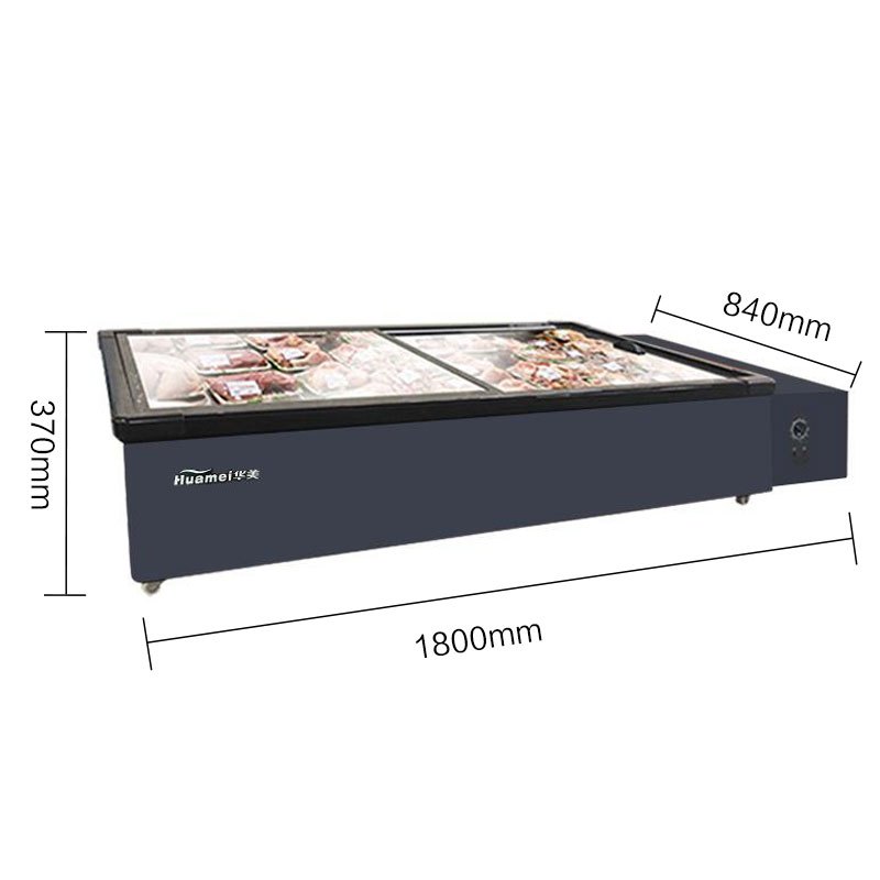 华美(Huamei)HD-1600TS商用卧式冰柜冷柜岛柜海鲜展示柜冷藏玻璃门保鲜速258L