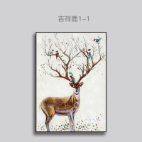 现代简约电表箱装饰挂画民宿北欧式强弱开关闪电客电 吉祥鹿1-1 宽60*高80【表箱宽50厘米以下】木质拉丝白框向左开款