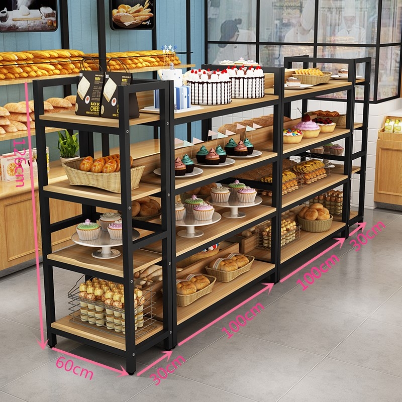 面包展示柜展示架组合柜陈列架中岛柜货架多层边柜商用 面包中岛架四层长度100一套组合官方标配