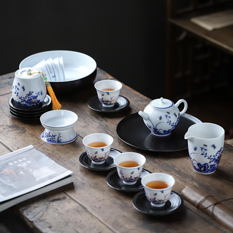 家柏饰(CORATED)茶壶陶瓷单壶家用青花瓷泡茶壶描金功夫冲茶器简约过滤小茶壶高清大图