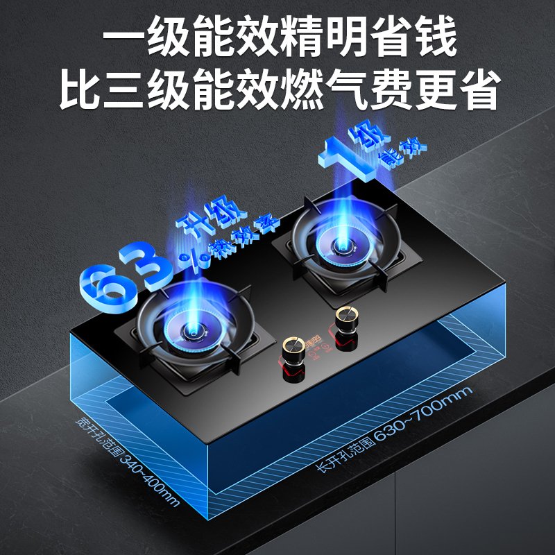 新飞燃气灶 双眼灶定时家用厨房台式嵌入式煤气灶燃气炉炉具大火力煤气炉煤气灶一级能效 RJ18 液化气