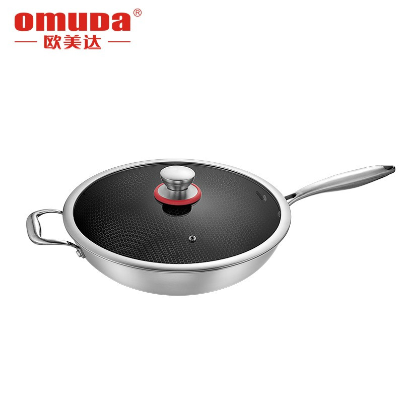 欧美达(omuDa) 欧美达316不锈钢物理不粘炒锅无油烟不粘层锅电磁炉燃气家用炒锅 JZC32-A