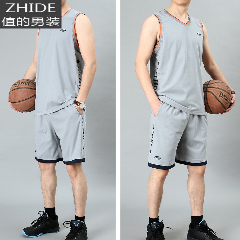 夏季健身跑步运动服男士无袖背心夏装速干夏天宽松休闲运动套装男 767灰色 2XL
