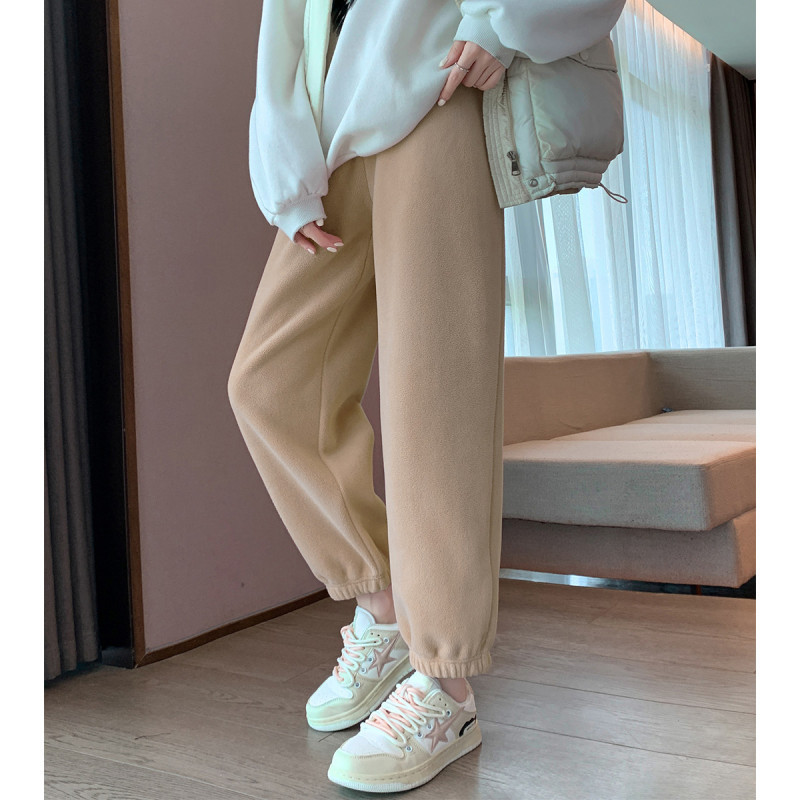 [2.5折价62元]唐狮秋冬季休闲束脚裤女加厚束脚哈伦萝卜休闲奥利绒卫裤保暖长裤女