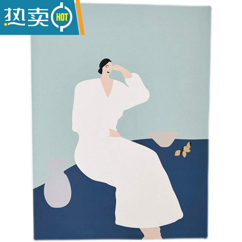 敬平ins风创意花朵装饰画 复古北欧风人物挂画桌面相框画摆件拍摄背敬高清大图