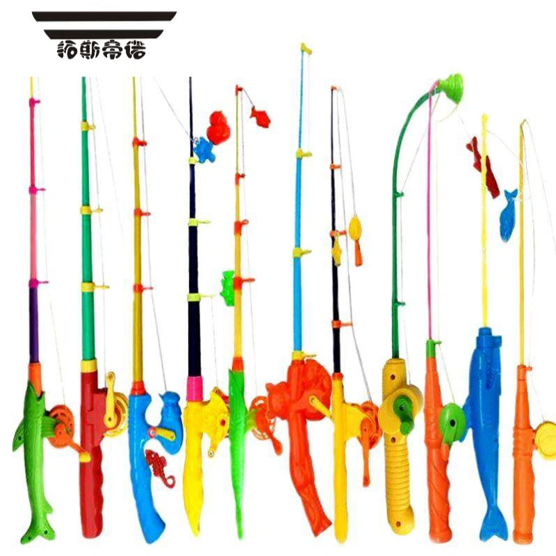 玩具小鱼磁铁小猫钓鱼表演道具塑料娃娃儿童宝宝早教益智鱼竿4个小桶