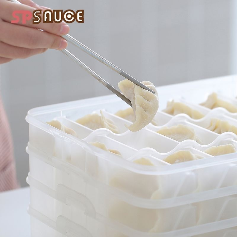 1 日本多层速冻饺子盒分格大号冰箱收纳盒冻饺子托盘馄饨盒保鲜家用