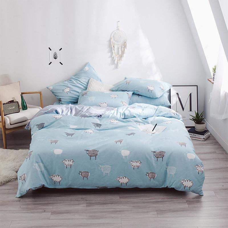 美帮汇全棉全棉床上用品四件套被套床单被单床笠三件套1.5m床夏季小清新 清晨牧场 1.35m床（床单款四件套）【适合180*220cm被芯】