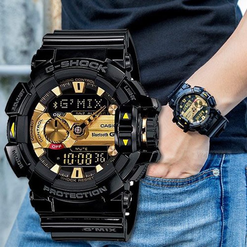 卡西欧(CASIO) G-SHOCK YOUTH2019男士运动时尚日本电子表 黑金色 GBA-400-1A9高清大图