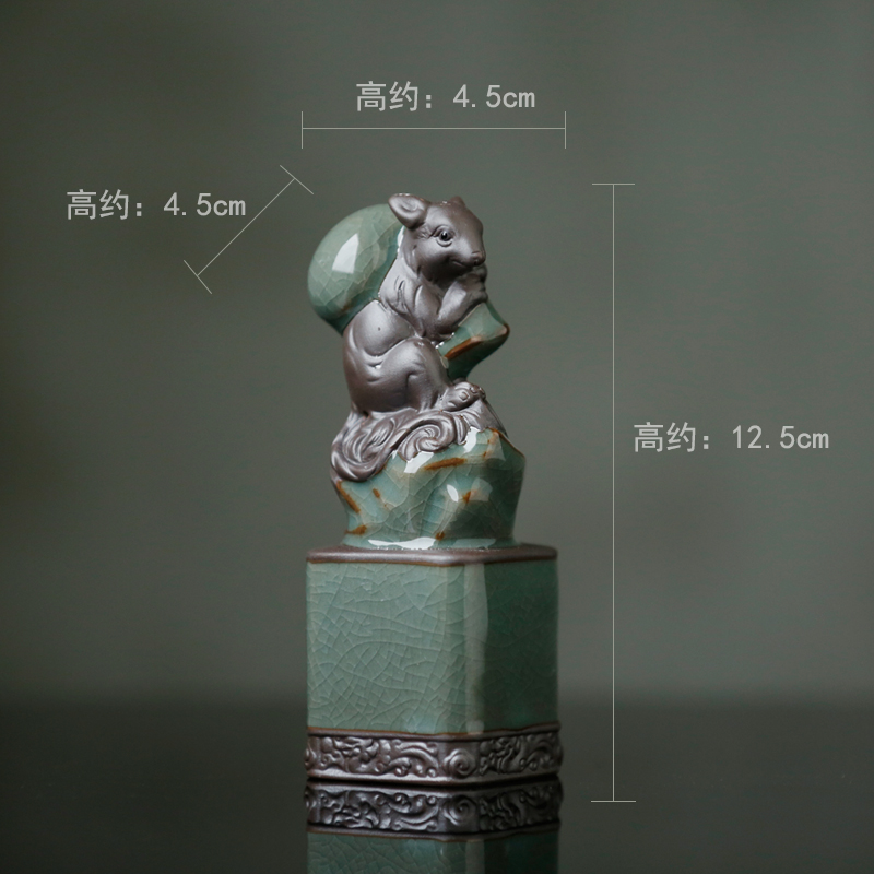 12十二生肖摆件全套陶瓷小工艺品老鼠牛虎兔龙蛇马羊猴鸡狗猪创意收纳袋 三维工匠 酉鸡