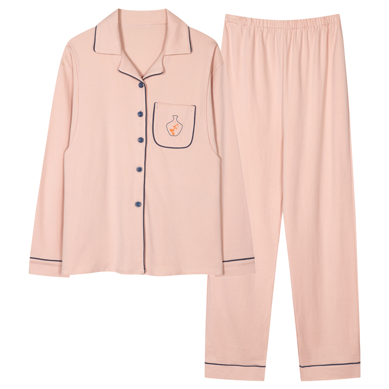 猫人月子服带胸垫春秋款产后哺乳睡衣纯棉孕妇长袖家居服套装高清大图