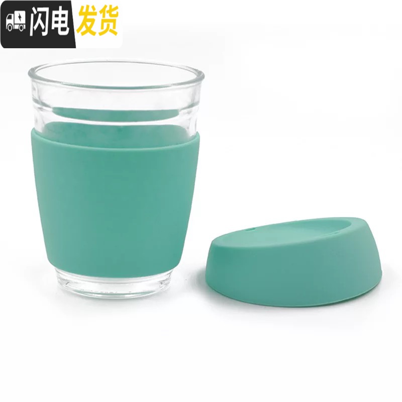 三维工匠手冲咖啡随行杯防烫玻璃咖啡杯12盎司带盖咖啡杯美式随手杯 浅粉色350咖啡器具高清大图