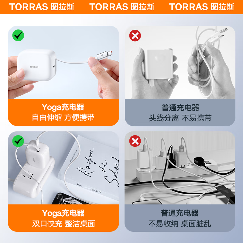 图拉斯-Yoga伸缩线充电器45W-CQ4(颜色随机)高清大图