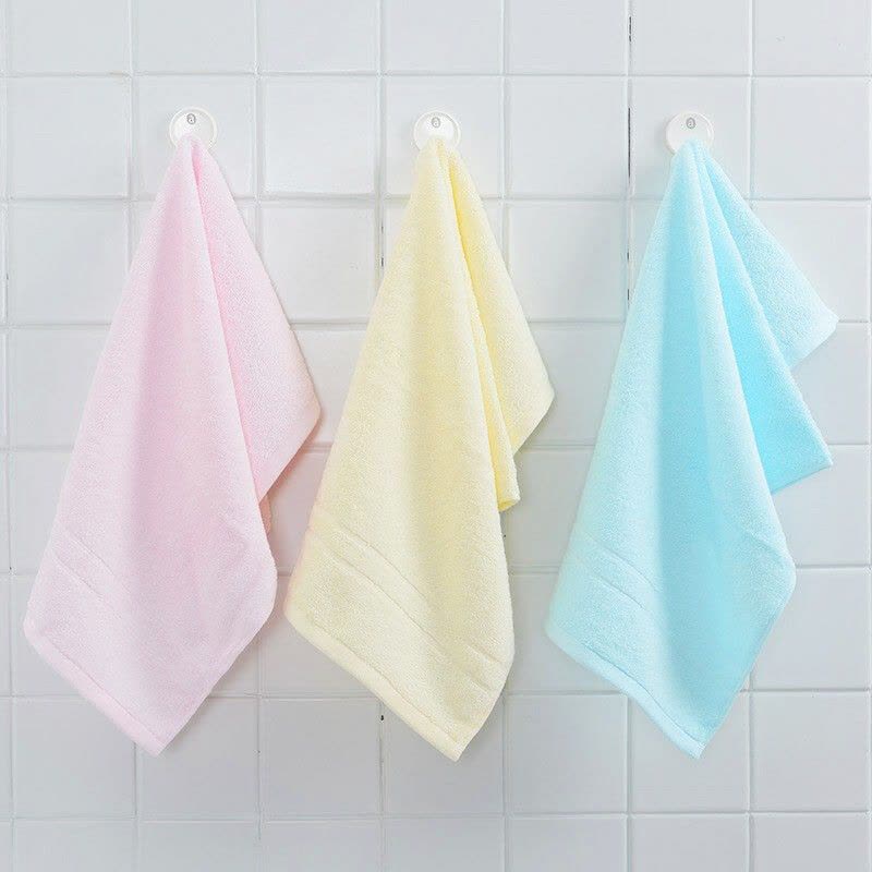 洁丽雅(grace)6734毛巾3条装纯棉素色 70g/条 60*30cm粉色+兰色+黄色图片