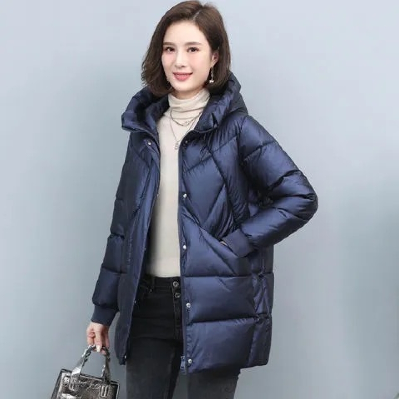 连帽棉衣女中长款2024冬装时尚新款加厚棉袄大码韩版保暖棉服外套高清大图