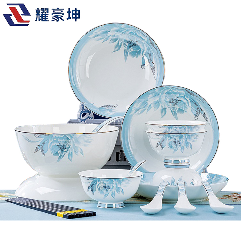 耀豪坤 骨瓷餐具套装18件套YHLQ-18E/套高清大图