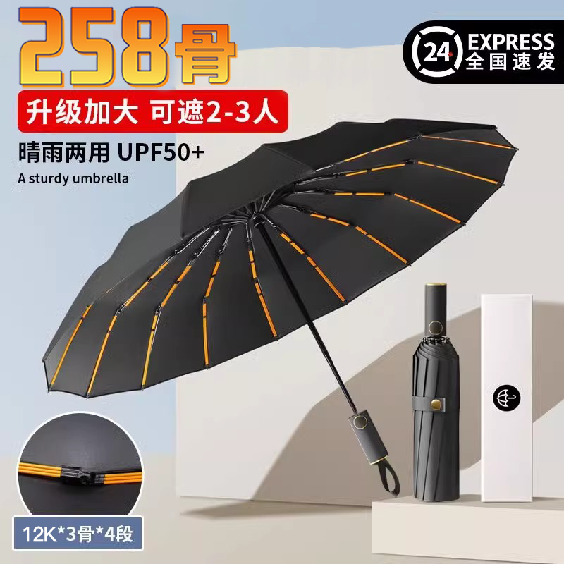72骨全自动雨伞男女折叠大太阳伞晴雨两用防晒防紫外线遮阳伞高清大图