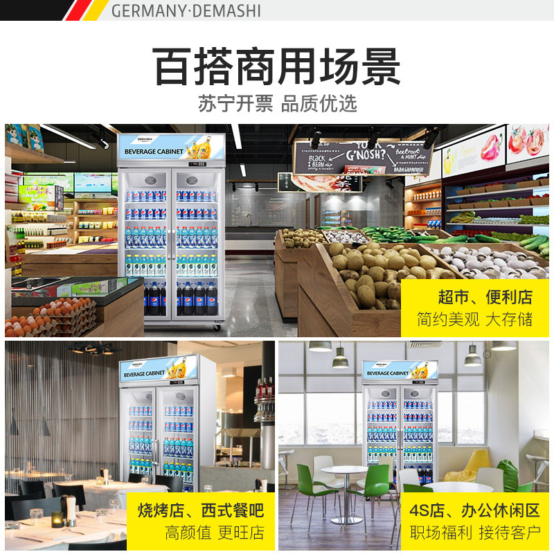 德玛仕（DEMASHI） 展示柜冷藏 LG-688FB立式冰柜商用 冰箱保鲜柜 冰吧超市饮料柜全铜管 双门580L|风冷