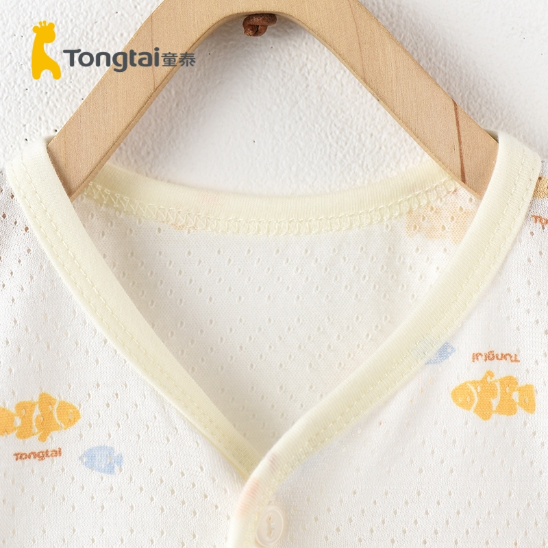 童泰(TONGTAI)夏季款婴儿衣服1-18月宝宝半袖对开套装纯棉短袖短裤儿童内衣