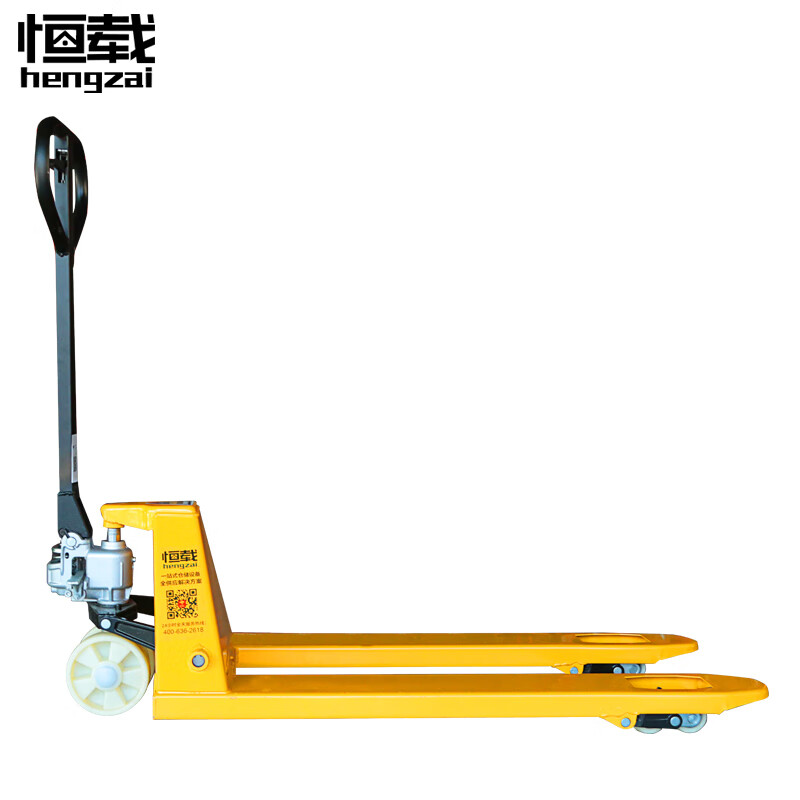 恒载手动液压叉车 3吨一体式油缸黄色外宽685叉长1220mm 尼龙轮(台)高清大图