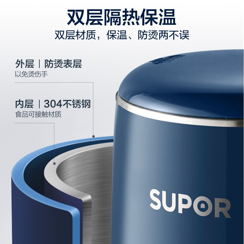 苏泊尔(SUPOR)豆浆机迷你家用全自动多功能破壁料理机迷你小型1-2人免滤预约搅拌机DJ10B-P19E