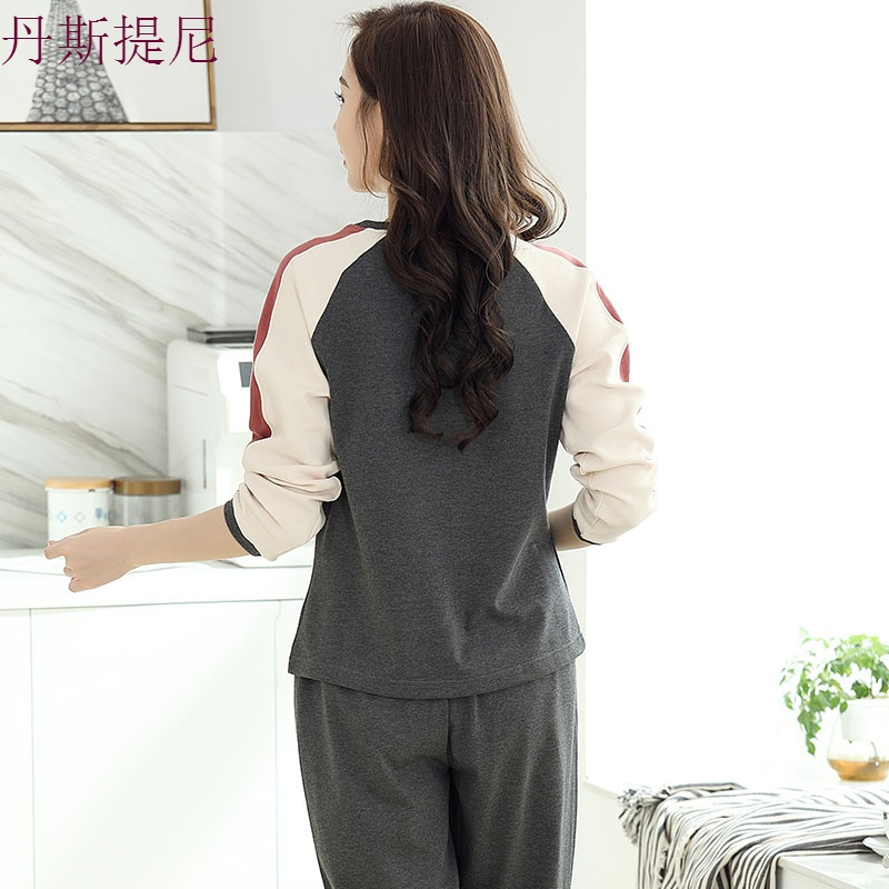 春秋睡衣女秋纯棉长袖时尚休闲可外穿韩版全棉秋天宽松家居服套装