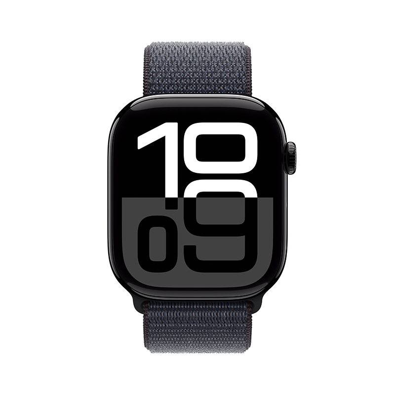 MWYL3CH/B Apple Watch S10 蜂窝 46 毫米亮黑色铝金属表壳 浓墨色回环式运动表带