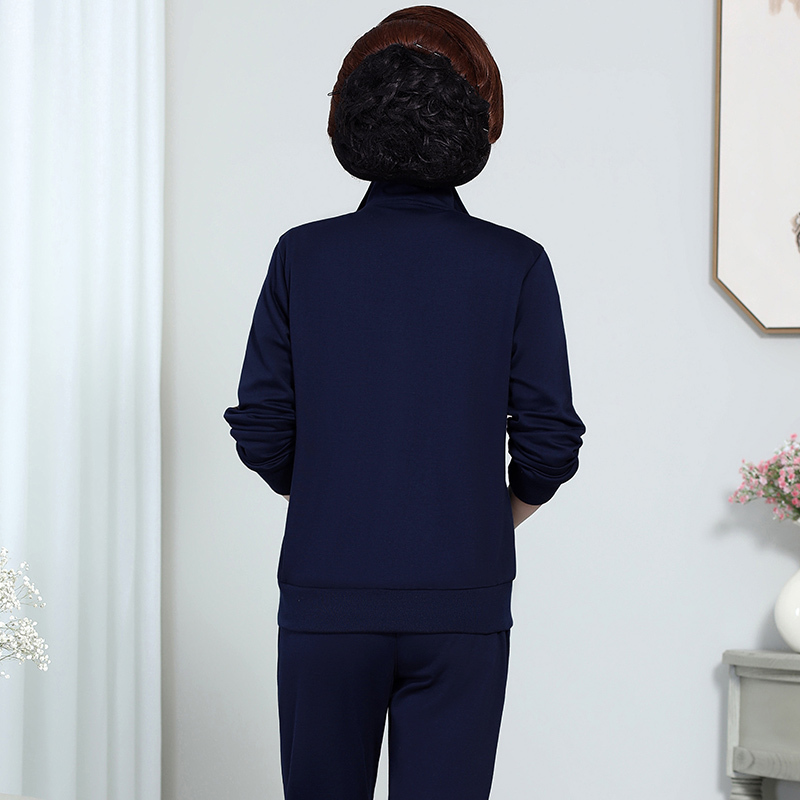 均妮品牌2021新款运动套装女中老年人春秋新款大码宽松中年妇女卫衣休闲妈妈运动服套装长袖棉三件套