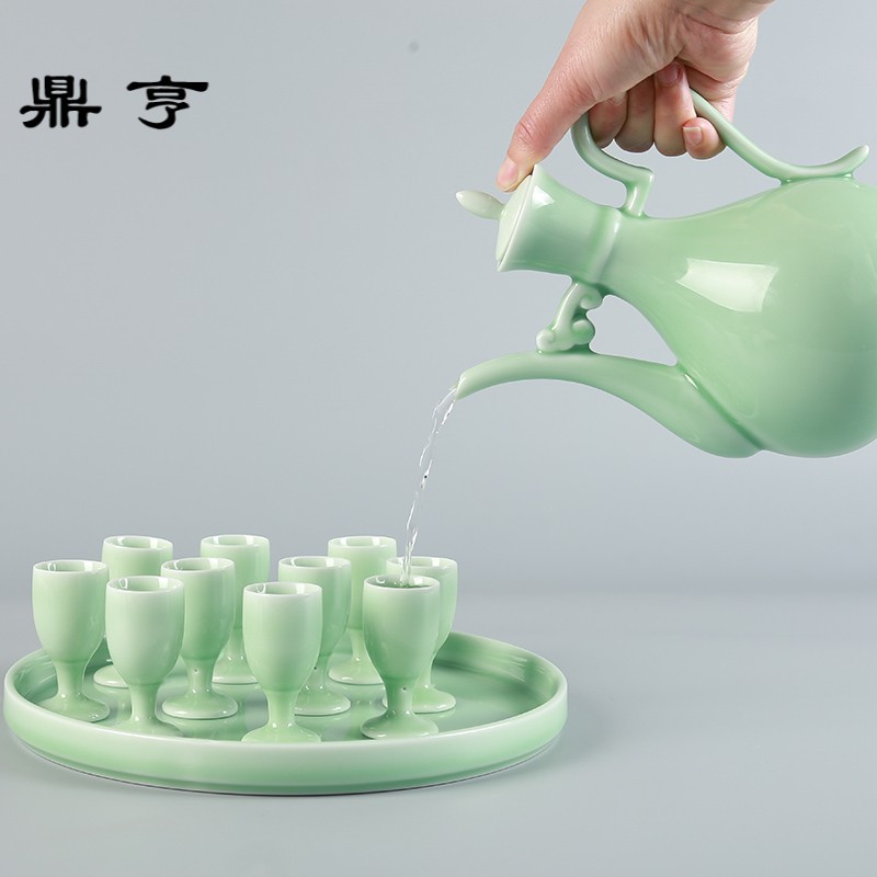 鼎亨陶瓷酒杯套装白酒家用小酒杯中式小酒盅高脚杯酒器