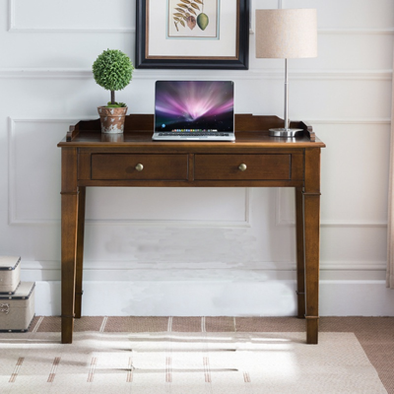 欧若凡美式乡村书桌家用电脑桌书房简约办公电脑桌小户型卧室实木写字