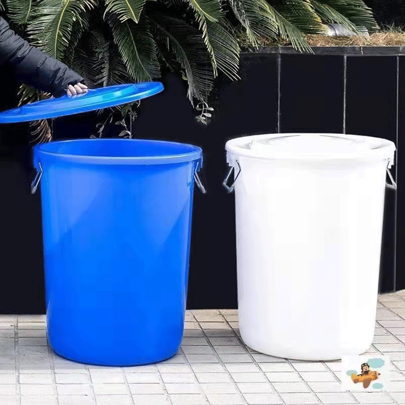 阜鑫冠60l垃圾桶fxgljt加厚塑料圆桶超大桶圆形垃圾桶食堂用带盖桶