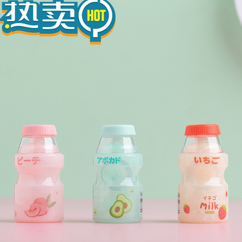 绿彩虹光可爱牛奶饮品修正带学生涂改带改正带卡通改错带便携迷你创意文具 [一个装]果物酱修正带