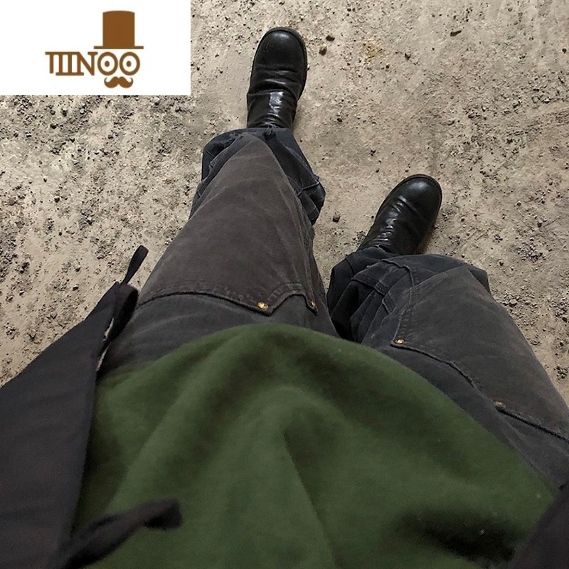 YANXU燃弟 vibe裤子 B01双膝帆布伐木裤工装裤男美式牛仔长裤cleanfi牛高清大图